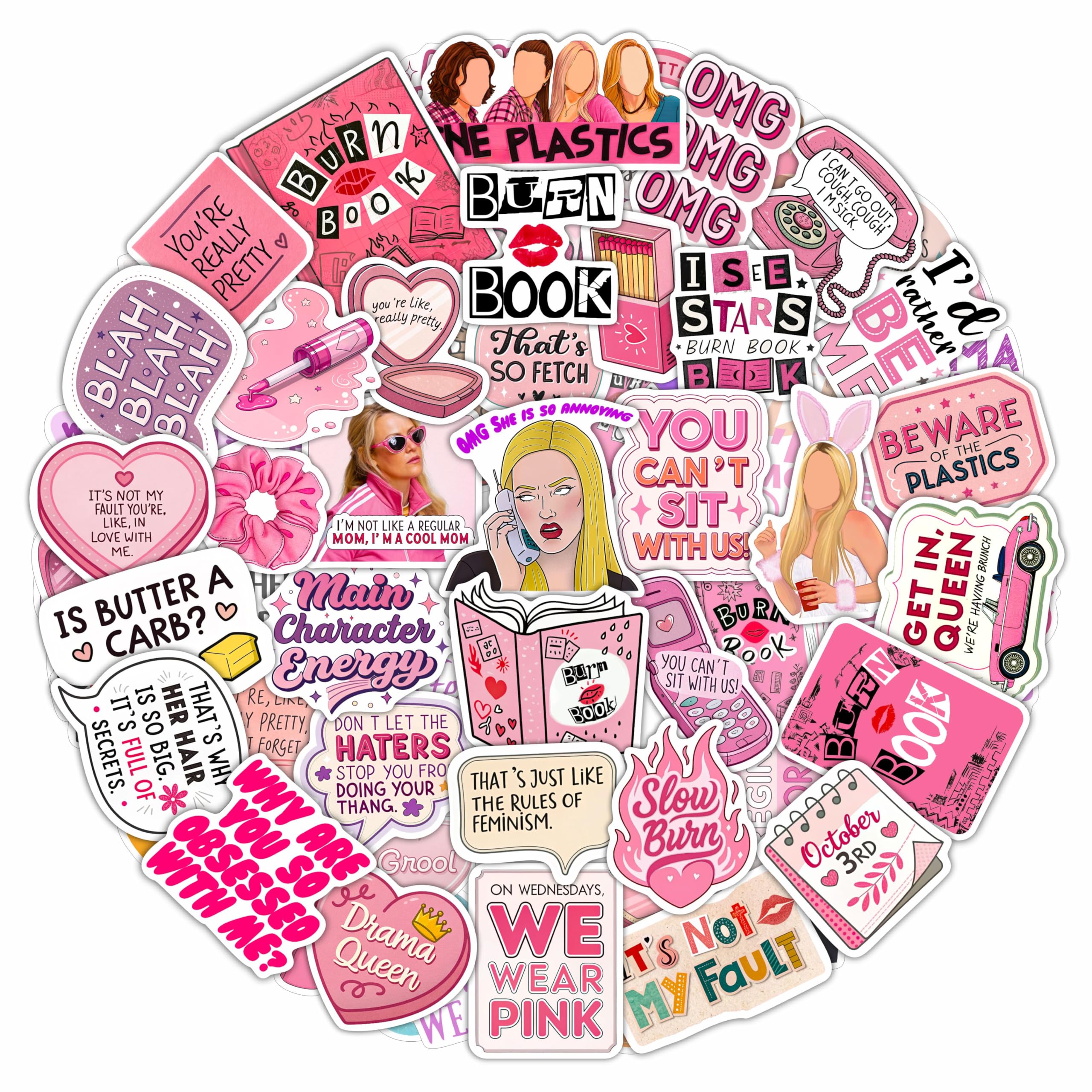 Photo 1 of 100Pcs Burn Book Stickers for Laptop, Waterbottle - Burn Book Party Decorations & Favors - Gift for Women & Men