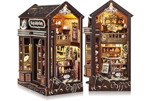 SUNNINO Book Nook Kit - DIY Miniature Doll House Kit Doll House 3D Wooden Puzzles with LED Lights, Book Nook Kits for Adults and Teens Best Gifts for Family Friends