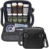 StarPlus2 Medium 2-in-1 Pill Bottle Organizer, Crossbody PU Leather Purse for Women, Medicine Bag, Case, Carrier for Medications, Travel Medicine Organizer, Med Bag - Black (Without Lock)