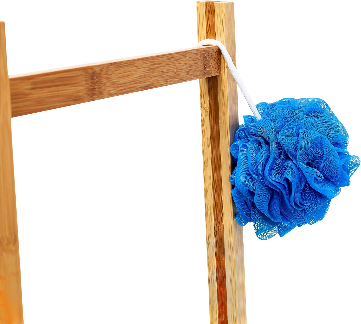 Relaxdays Free-Standing Bamboo Towel Holder, 40 x 105 x 27 cm, 3 Rails and 1 Shelf, Clothes Stand, Natural Brown - Image 5