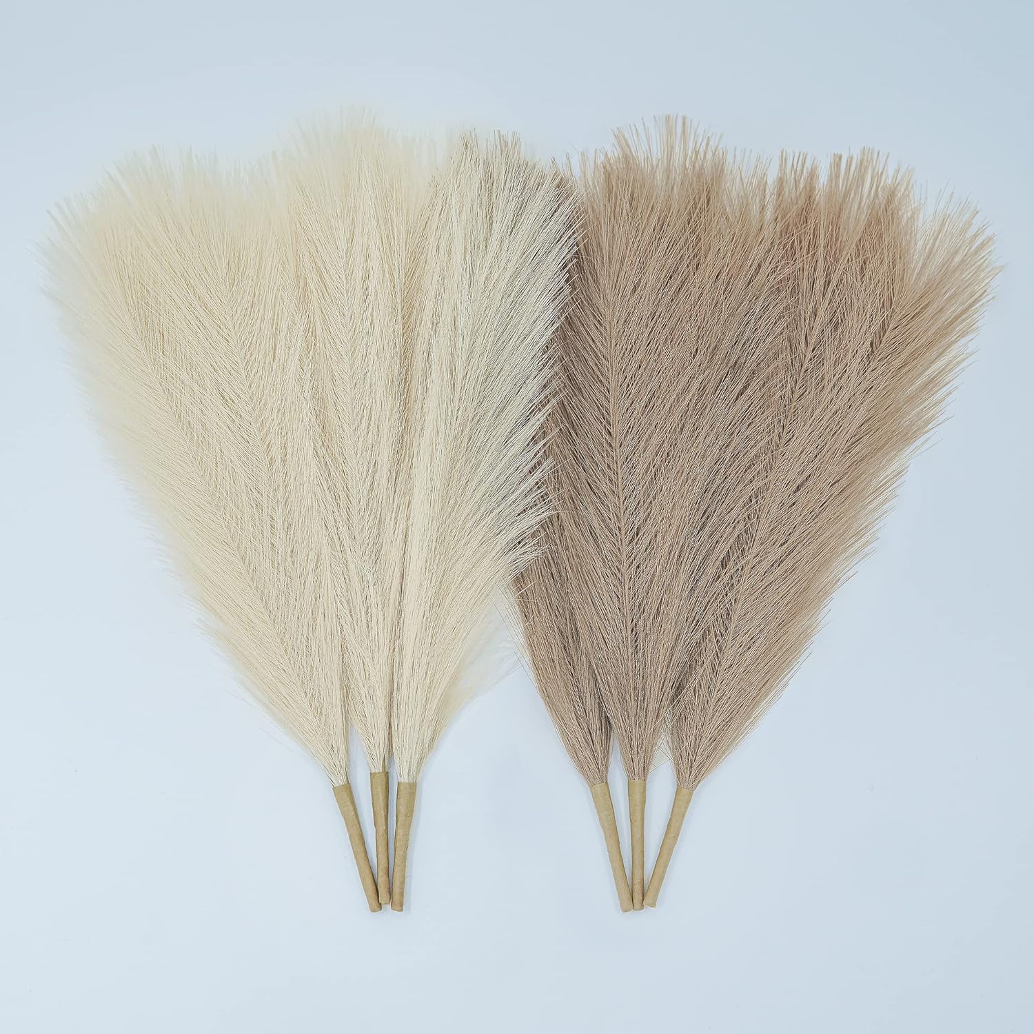 Dried & Preserved Flora - Faux Pampas Grass Decor. 6 Stems 17” Short Artificial Pampas Grass. Room Decor Aesthetic. Boho Decor for Home Living Room, Pompas Floral for Wedding Christmas.