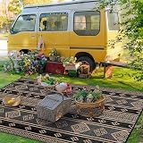 SHACOS Outdoor Rug 270x360 cm Waterproof Reversible Patio Rug Black view 8