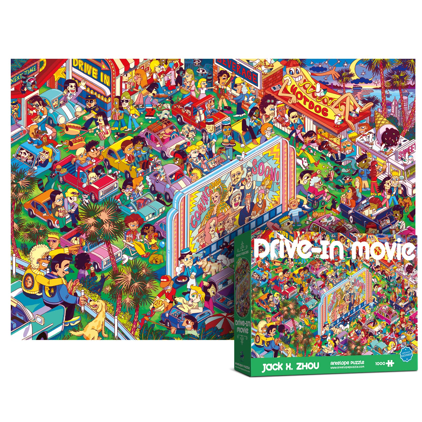 Antelope - 1000 Piece Puzzle for Adults, Drive-in Movie Jigsaw Puzzles 1000 Pieces - 1000 Pieces High Resolution, Matte Finish, Smooth Edging, No Dust Puzzle