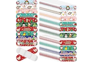 Patelai 300 Pieces Kids Bandages Bulk 10 Styles Children's Adhesive Flexible Colorful Cute Cartoon Bandages Waterproof Breathable Stickers Protection Care Cuts for Girls Boys(Santa Claus)