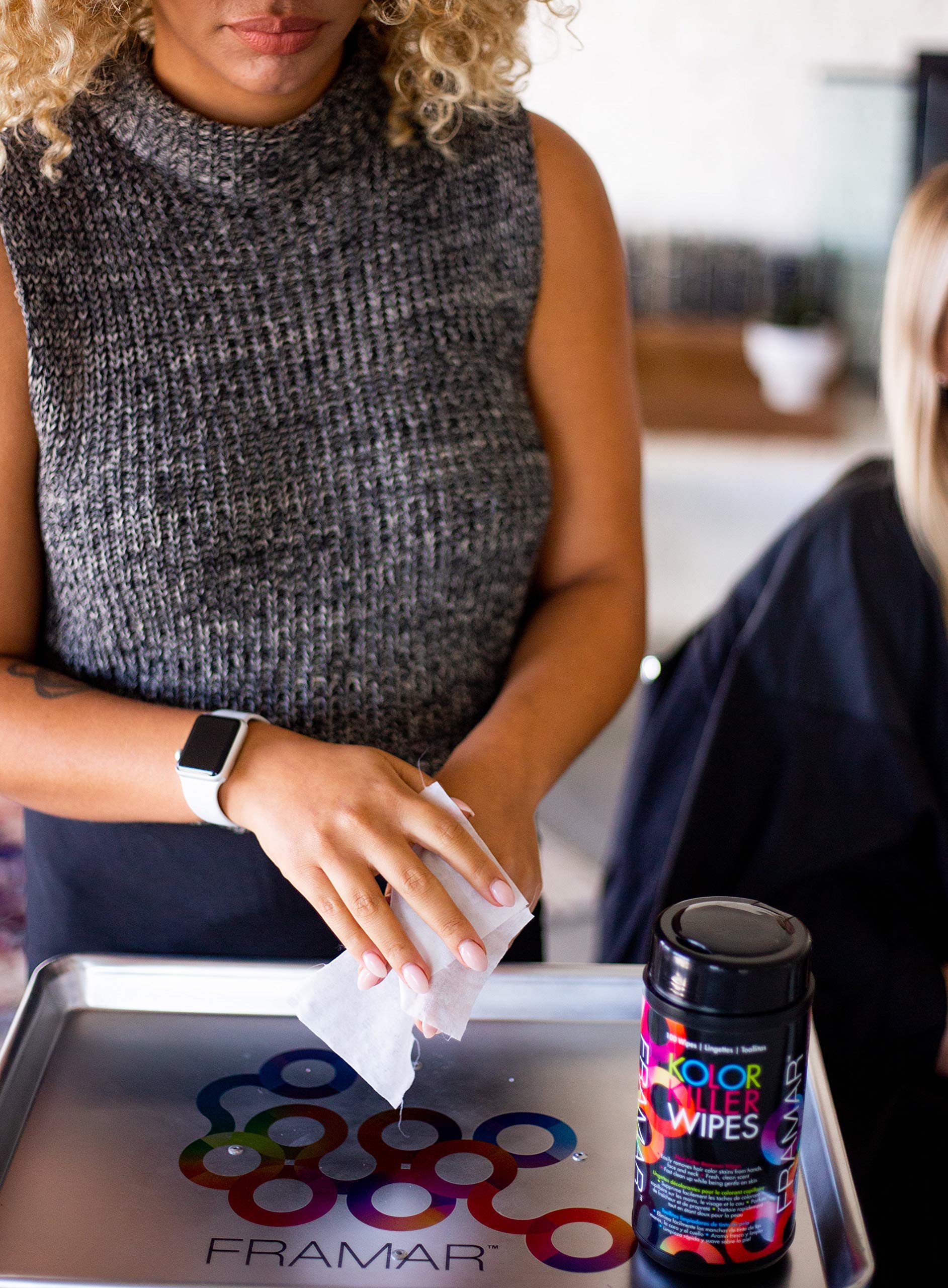 FRAMAR Kolor Killer Wipes – Hair Dye Remover For Skin, Hair Color Remover For Dyed Hair, Gentle on Skin, Pleasant Scent – Wipes Dispenser of 100