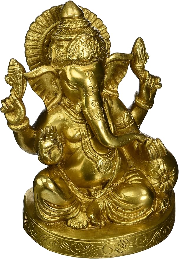 Statuestudio Brass Sitting Ganesha Statue Home & Kitchen