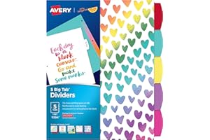Avery + Amy Tangerine Designer Collection Big Tab Dividers, Rainbow Vibes, 5-Tab Set (11394)