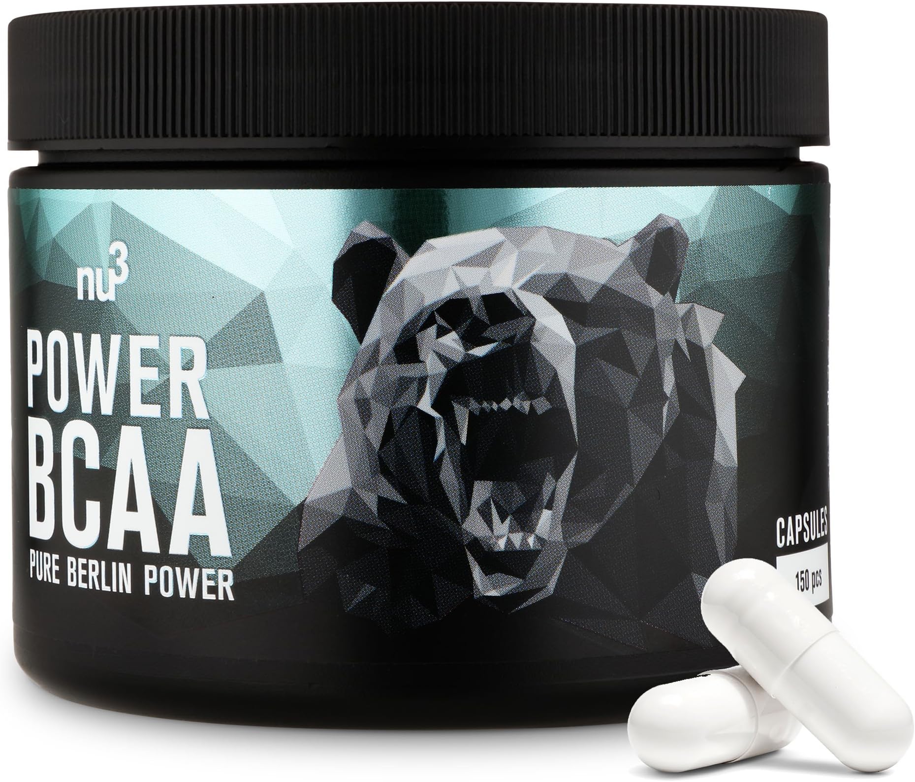 nu3 Power BCAA Capsules - 150 per can - 4 g BCAA per Daily dose - Top Amino Acid Ratio of 2:1:1 - for Bodybuilding & Athletes - Support Also During Weight Loss Diet - Vegan & sugarfree