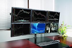 XtremPro 6 Monitors Desk Mount Bracket, 13'-27', Adjustable Height and Rotation 360°, Tilt 15° (41026) (up to 6x 27' monitors)