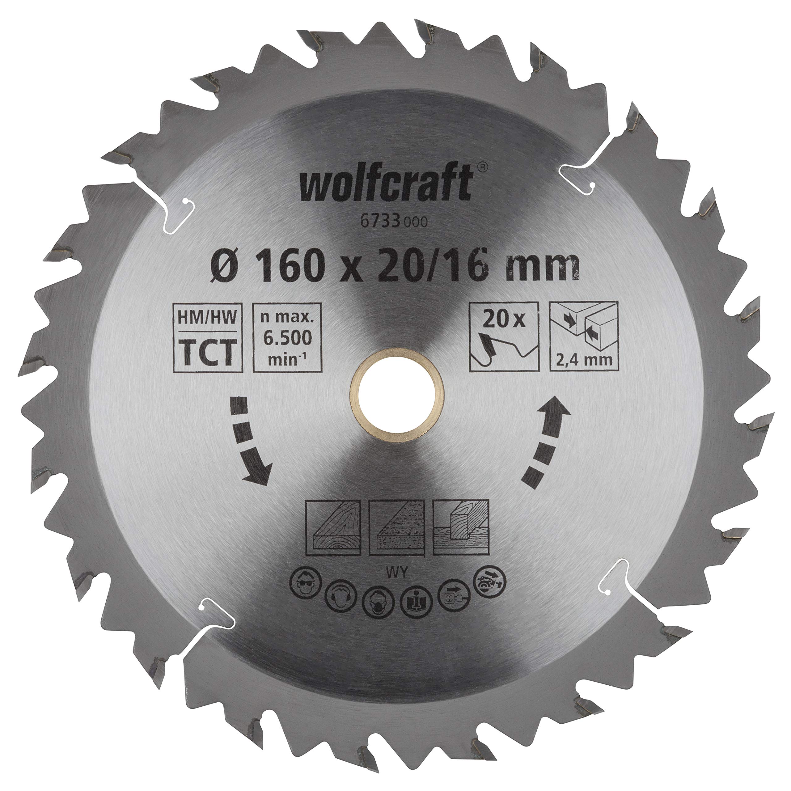 wolfcraft TC Circular Hand Saw Blade, Brown Series I 6733000 I Fast, Rough cuts
