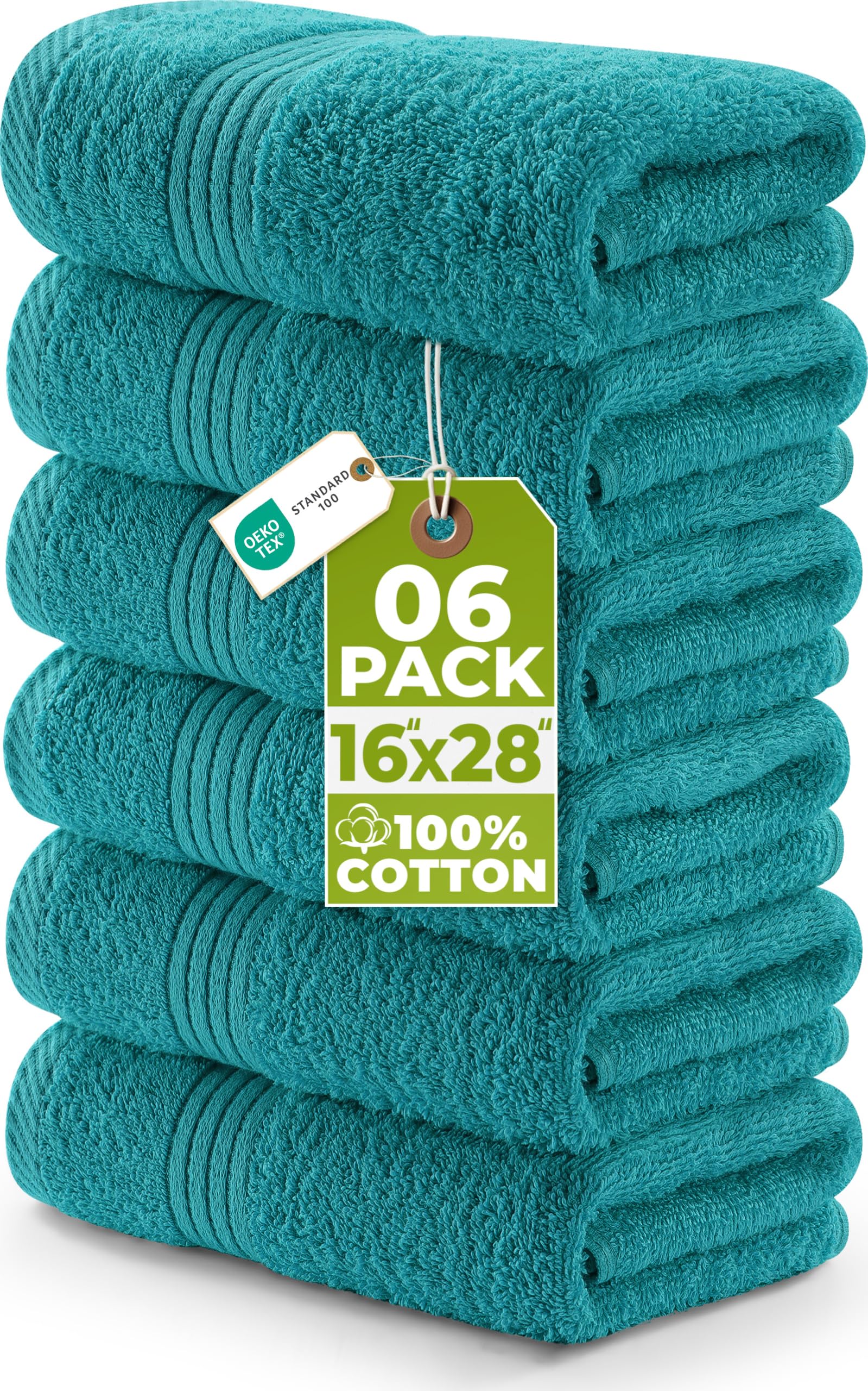 Utopia Towels Premium Hand Towels Turquoise - 100% Combed Ring-Spun Cotton, Ultra Soft and Highly Absorbent, Thick Hand Towels 41 x 71 CM, Hand Towels (6-Pack)