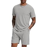H Hellisal Mens Short Sets 2 Piece Outfits Fashion Summer Tracksuits Casual Set Short Sleeve and Shorts Set for Men