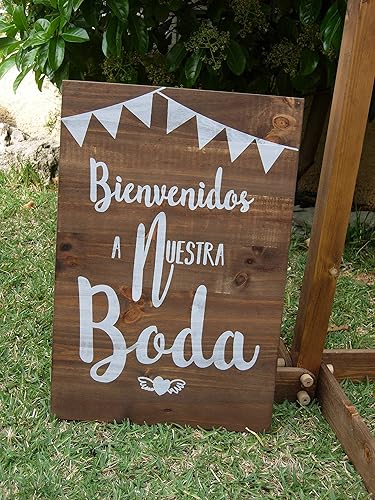 Cuadros De Madera Estilo Vintage Bienvenidos A Nuestra Boda Entrada Invitados Amazon Es Handmade