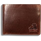 Mens RFID Blocking Bifold Wallet Supple Top Grain Leather Secure and Durable Extra Capacity Billfold with 11 Credit Cards Slots, Flip Up ID, Tight Stitching, Quick Thumb Push Access in Grizzly Brown