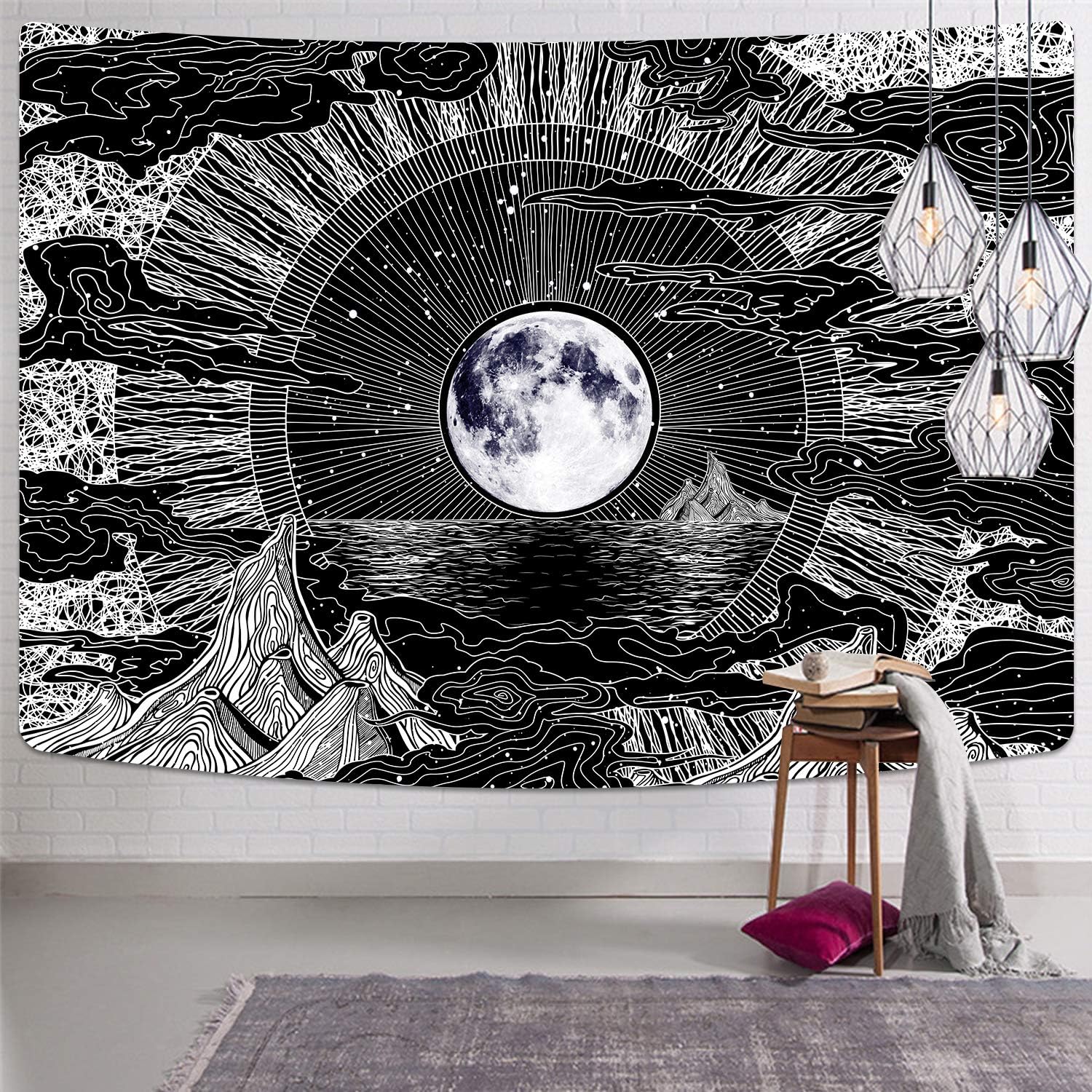 Moon and Star Tapestry Psychedelic Moon Space Tapestries