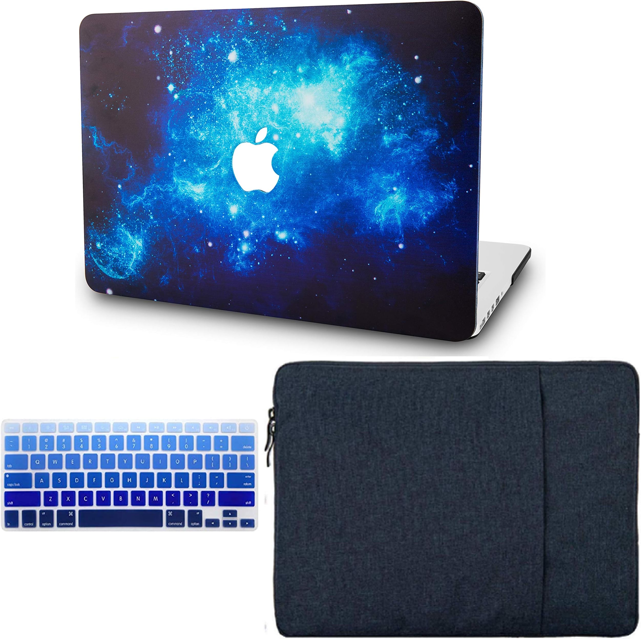 KECC Laptop Case for MacBook Air 13" Retina (2020/2019/2018, Touch ID) w/Keyboard Cover + Sleeve Plastic Hard Shell Case A1932 3 in 1 Bundle (Blue 2)