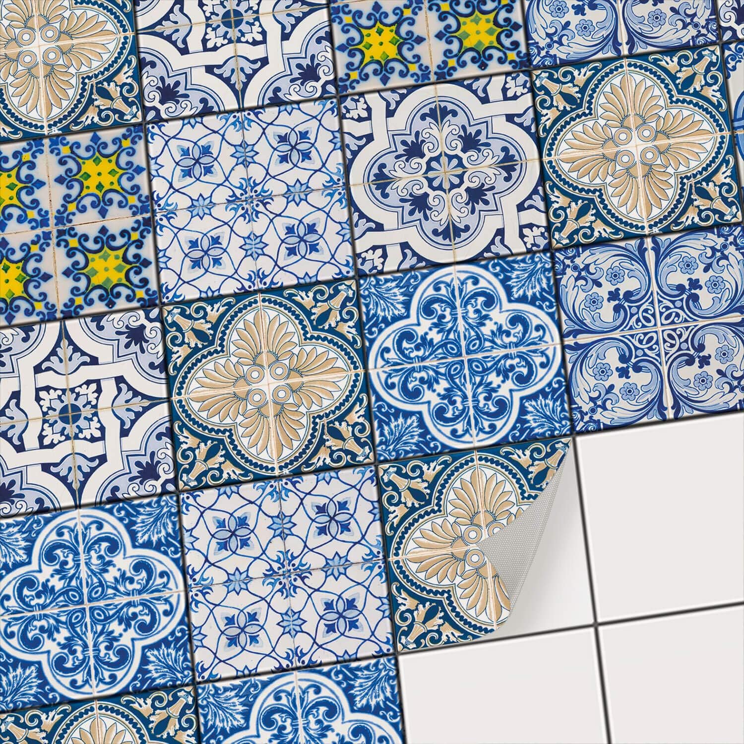 Tile Transfers for Bathroom Tiles I Self Adhesive Wall Tile Stickers I Vinyl Film for Decorative Kitchen Tile Design - Removable Wall Stickers I 4x4 inches - 10x10 cm/Different Sizes - 9 Pieces