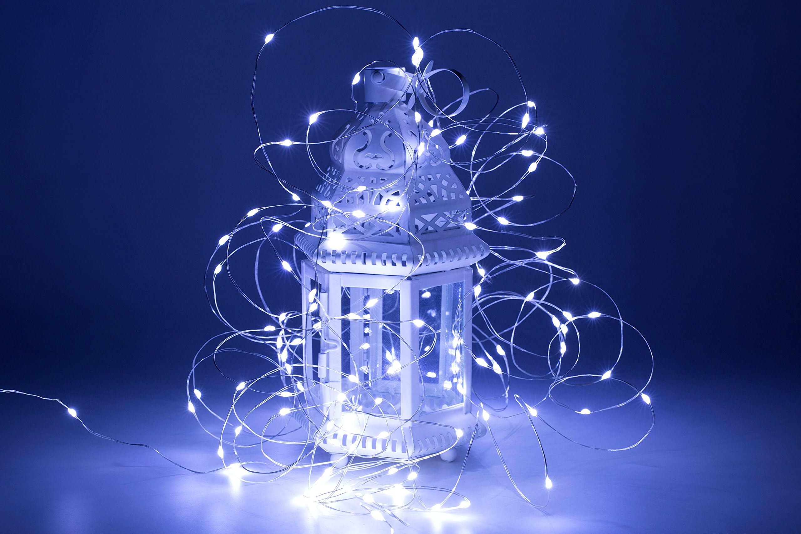20ft Waterproof Battery Operated Micro Led String Lights 60 Leds 3 Models with Timer For Party,Home Project and Festival Indoor and Outdoor Decoration (White)