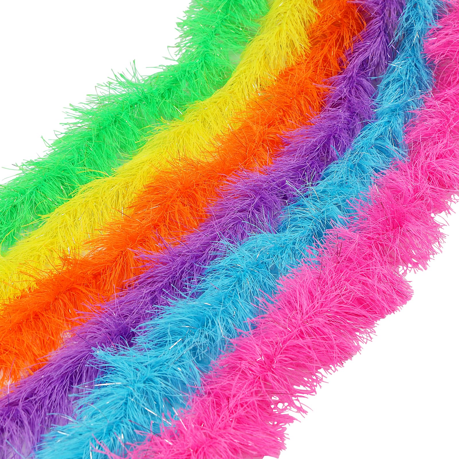 LACGO Pack of 6 Colorful Feather Boa,Artificial Fluffy Boa Decorations,Fancy Dress for Women,Fancy Costume for Girls,Dress up Dancing DIY Wedding Halloween Christmas Home Decoration
