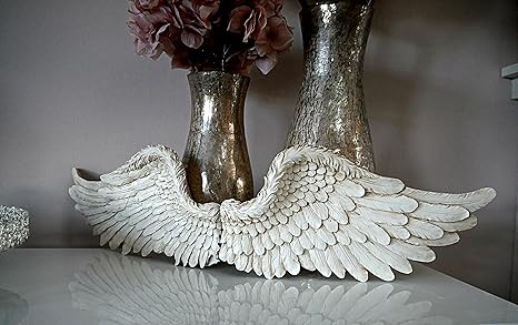 Garden Mile Vintage Shabby Chic White Angel Wings Wall Sculptures