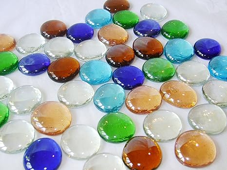 Round Multi Coloured Decorative Glass Vase Pebbles Stones Dina