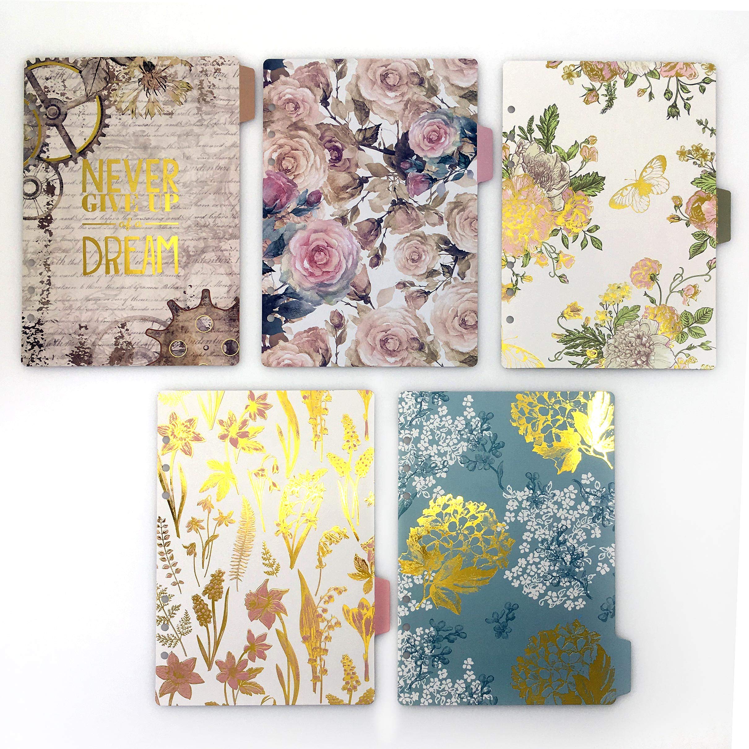 Index Tabs for A5/A6 6-Holes Cover Round Ring View Binder File Folder Loose Leaf Sheet Protectors Binder Cover Protector (Divider Paper Never Give Up, A5/21cm*14.5cm) — image 1