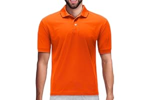 Premium Wear Men's Polo T-Shirt, High Moisture Wicking Dry Fit Performance Short-Sleeve Polo T-Shirt w Collar for Golf Tennis
