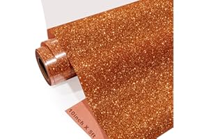 GIRAFVINYL Copper Orange Glitter HTV Vinyl Heat Transfer -10” X 5 FT Deep Orange Glitter Iron on Vinyl for T- Shirt, Garments, Halloween Decorations