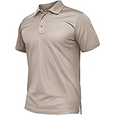 TACVASEN Mens Polo Shirts Short Sleeve Quick Dry Collared Shirt Performance Pique Polos for Athletic Tactical Golf Work