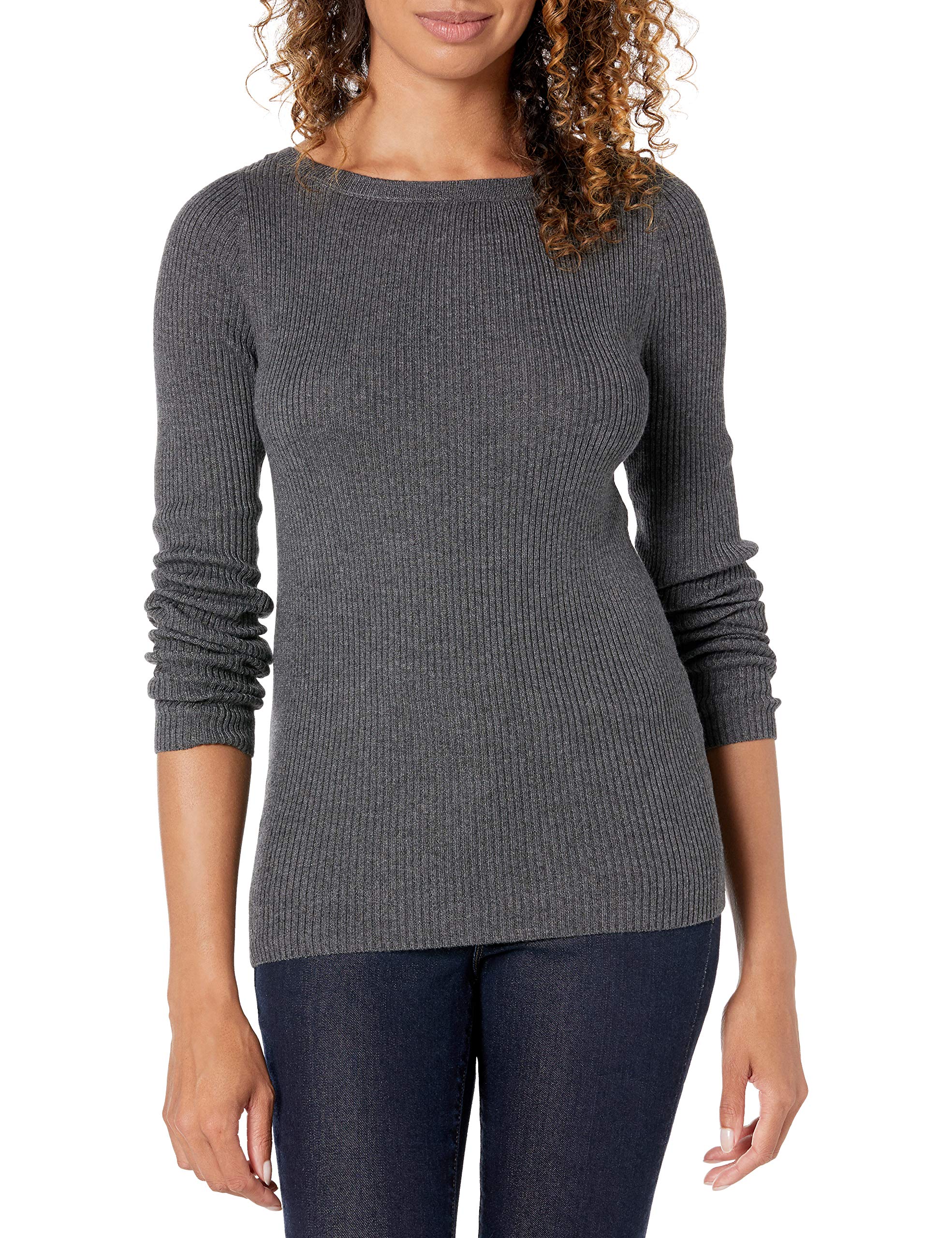 Amazon Essentials Women's Lightweight Ribbed Long Sleeve Boat Neck Slim-Fit Jumper