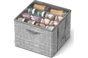 SONGMICS Shoe Organizer for Closet, Fits 16 Pairs, Shoe Storage Bin, Fabric Container with Handles and Clear Cover, for Bedro