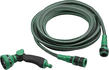 Werkzeyt Flexibler Gartenschlauch - 7,5-15 m - Inkl. Multifunktionsbrause - Strapazierfähig - Kein Verdrehen oder Verknoten/F