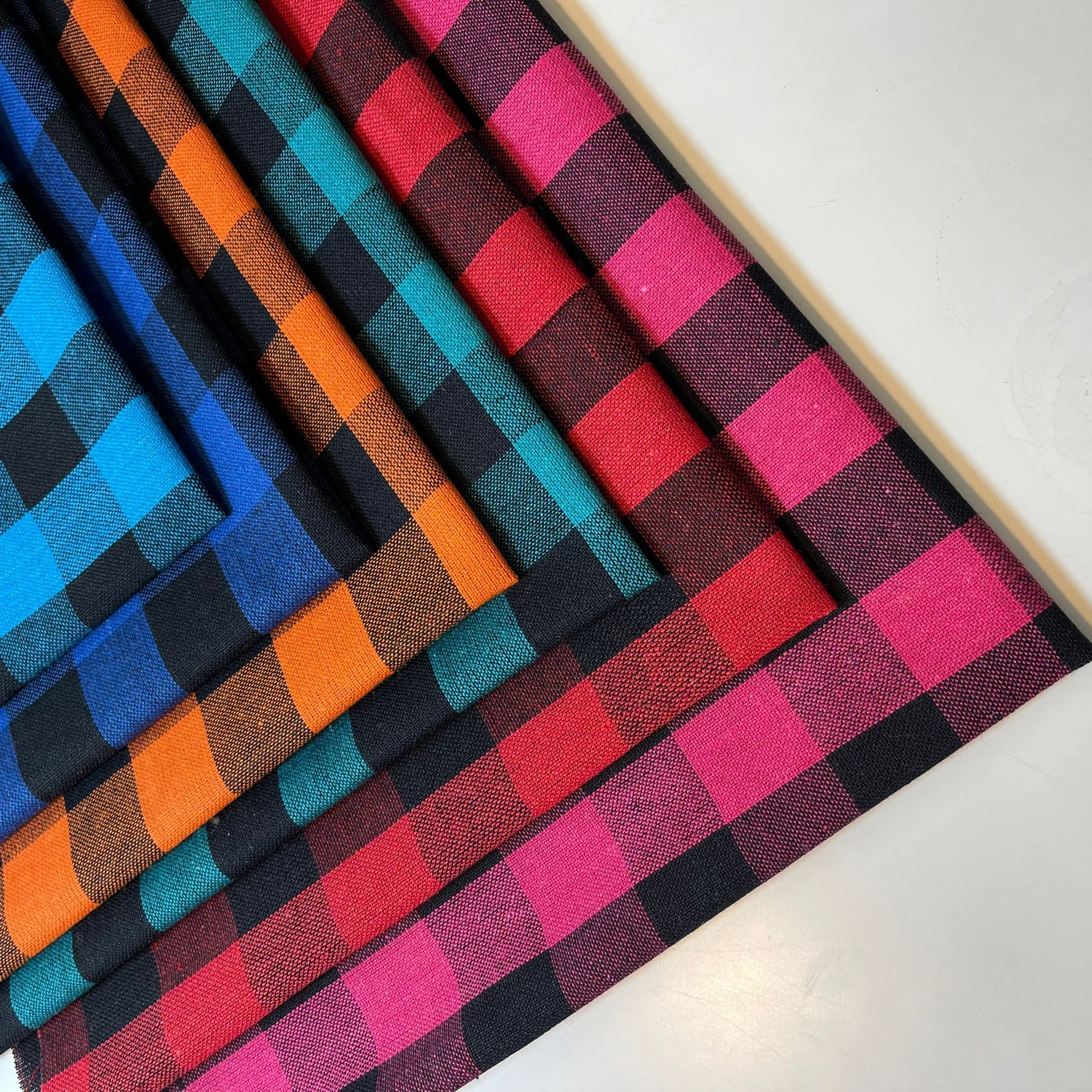 Polycotton/Cotton Fabric Bundles Fat Quarter Squares Children Crafts Sewing Material/Gingham Check/Patchwork Sewing Quilting DIY/Polka Dot Fabric Scrapbook Craft 50x50cm (Cotton Gingham 1" (6 pcs))