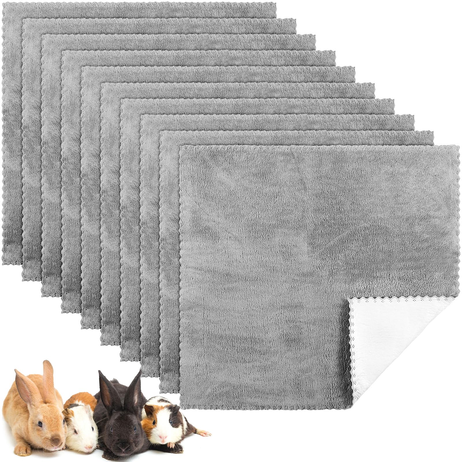 Panelee 10 Pcs Guinea Pig Cage Liners Guinea Pig Fleece Bedding Small Reusable Washable Pee Pads Soft Comfortable Mat for Small Animals Chinchillas Rabbits Hamster Bunny (11 x 12 Inch, Gray)