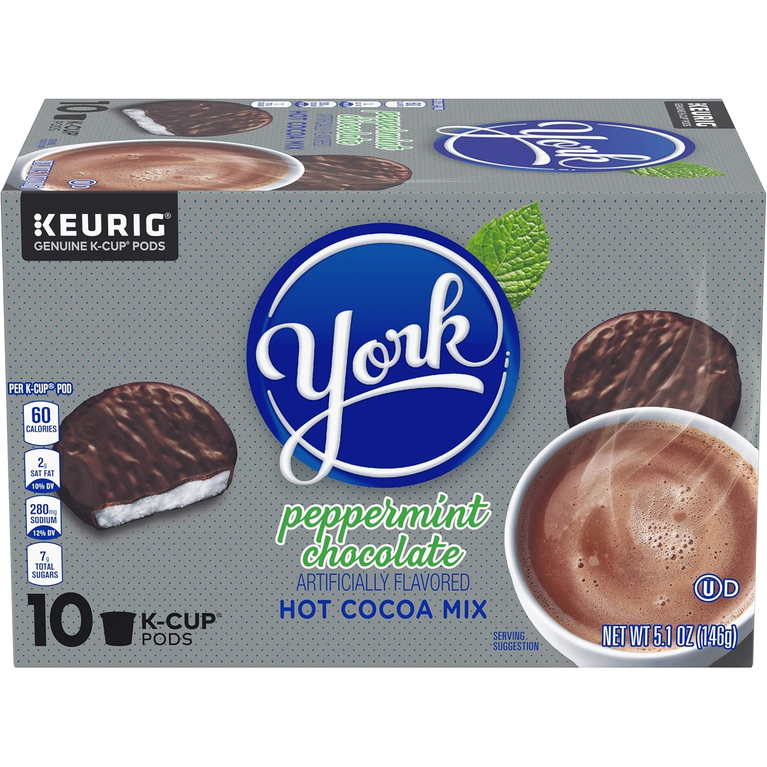 Hershey's York Peppermint Chocolate Hot Cocoa K-Cup Pods (10 Pods)