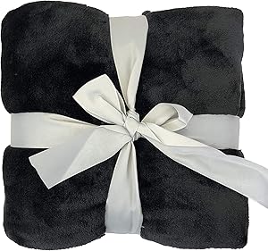 Allgala 60x45 Super Soft Flannel Plush Light Weight Throw Blanket-Black-BLK82306