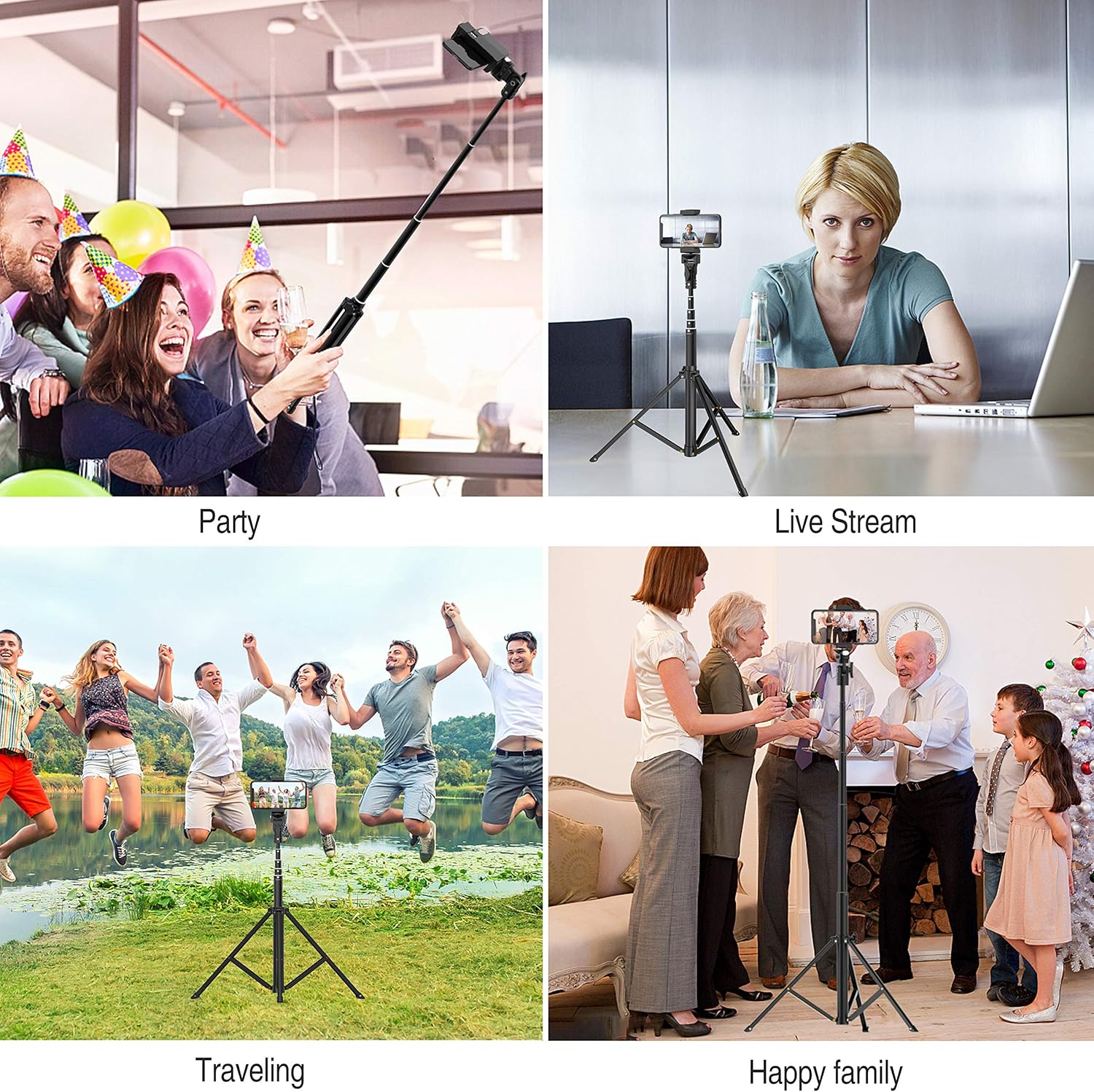 Selfie Stick Tripod, 52" Extendable Phone Camera Selfie Stick with Tripod Stand & Wireless Remote for iPhone Xs X 6 7 8/ Huawei/Samsung Galaxy S9 Note8/ Xiaomi/GoPro/Android Phones: Camera & Photo