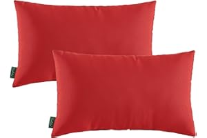 YOOZEKU Indoor Outdoor Lumbar Pillows,Waterproof Outdoor Pillows Set of 2 for Patio Furniture,12×20 Inch,Red