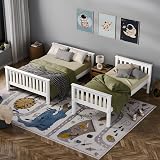 Blisswood Triple Bunk Bed - 4ft6 Double & 3ft Single Pine Frame White view 4