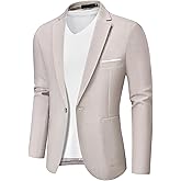 MAGE MALE Men's One Button Blazer Lightweight Casual Sport Coats Solid Color Suit Jacket