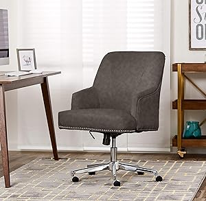 Serta Style Leighton Home Office Chair, Bonded Leather, Gray