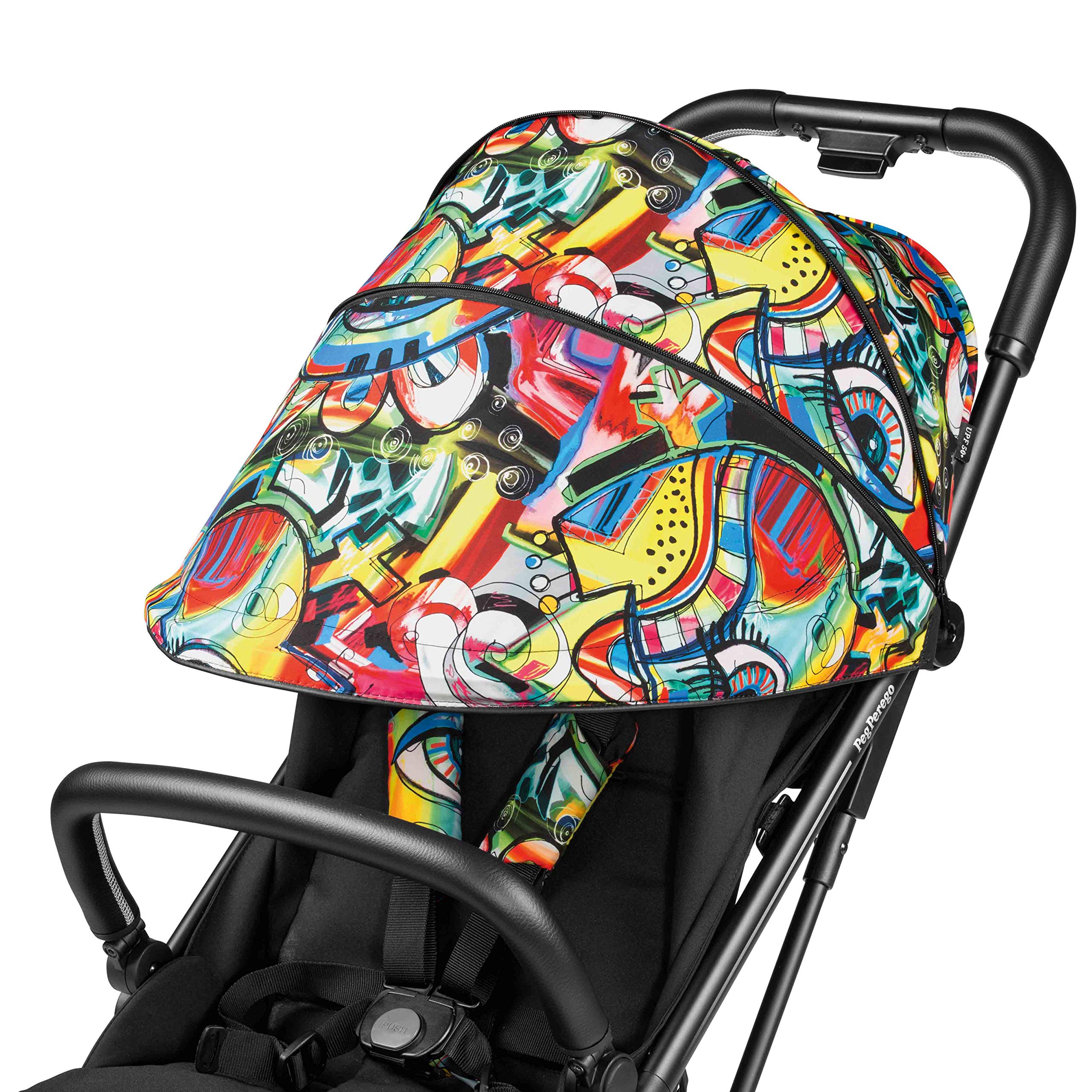 Peg Perego Selfie – Self-Folding, Light Weight, Compact Stroller – Compatible with All Primo Viaggio 4-35 Infant Car Seats - Made in Italy - Street Art (Black & Color)