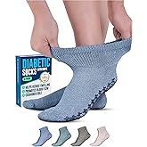 Doctor's Select Diabetic Ankle Socks with Grippers for Men and Women - 4 Pair 1/4 Length Neuropathy Socks for Women