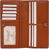 Bveyzi Ultra Slim Thin Leather RFID Blocking Credit Card Holder Bifold Clutch Wallets for Women