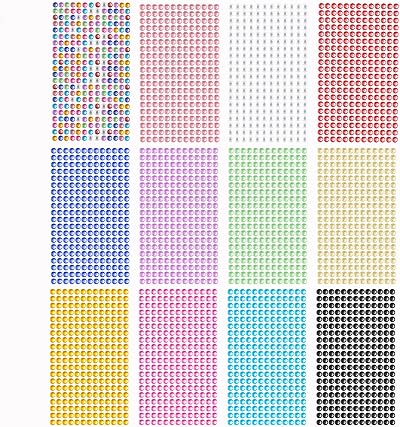 Buylorco 3120pcs 6mm Self-Adhesive Rhinestone Stickers 12 Sheets Gems Crystals