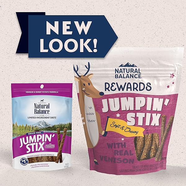 NATURAL BALANCE LIMITED INGREDIENT REWARDS JUMPIN’ STIX, GRAIN-FREE DOG TREATS FOR ADULT DOGS OF ALL BREEDS, VENISON RECIPE, 10 OUNCE (PACK OF 1)