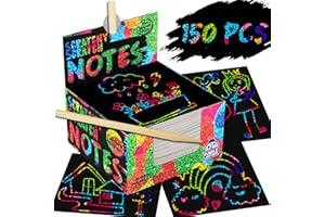 PURPLE LADYBUG Lot de 150 grattoirs holographiques arc-en-ciel pour enfants – Excellent essentiel pour la rentrée scolaire po