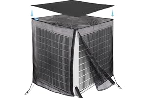 Joiish Air Conditioner Cover Full Mesh With Detachable Waterproof Top, Breathable & All Seasons, 28 x 28 x 32 Inch Outside Central AC Unit Protector Against Leaves, Weeds, Cottonwood and Debris