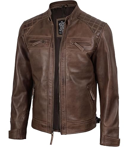 RSH LeatherCraft Distressed Goatskin Leather Biker Vintage Style