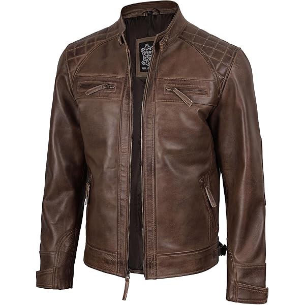chouyatou Men's Vintage Stand Collar Pu Leather Jacket (X-Small